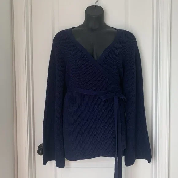 NWOT Eloquii Navy Knit Wrap Sweater - Picture 5 of 8